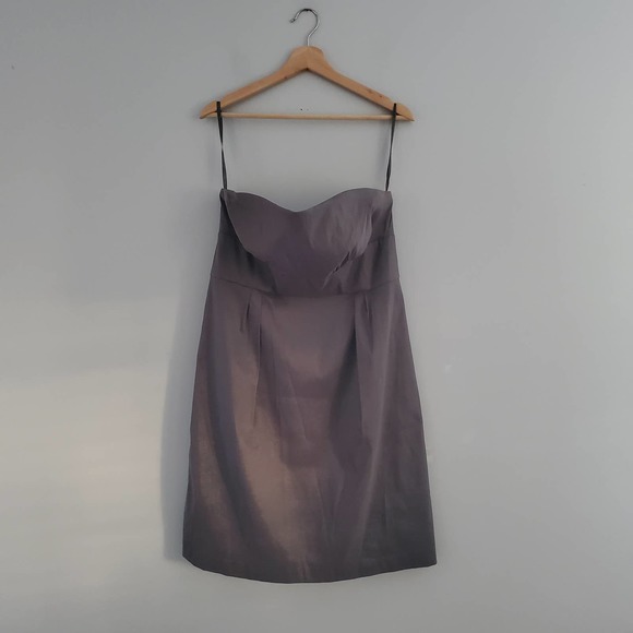 Merona Strapless Silver Shimmer Sheath Dress 14 - Picture 1 of 9